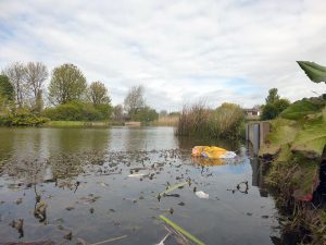 Chequer Lane Fishing Lake 3 - Low down shot showing rubbish